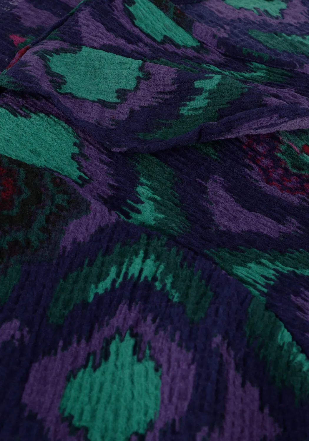 alix the label haut ladies woven ikat ruffle top en violet