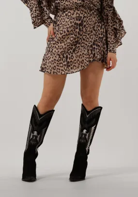 alix the label mini-jupe ladies woven animal ruffle skirt en marron