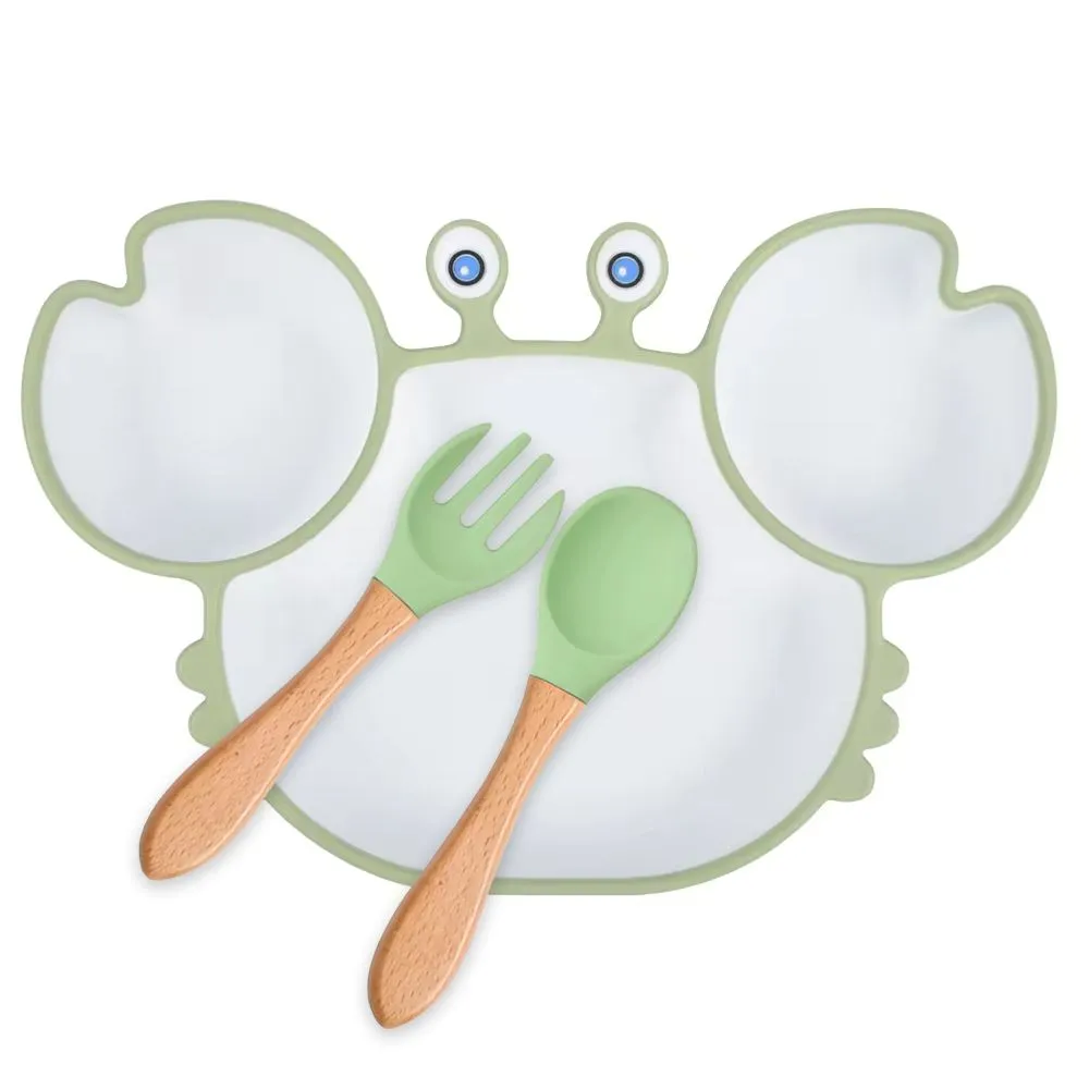Assiette Crabe blanc et couverts personnalisés avec prénom et motif