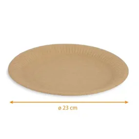 Assiettes kraft brun en carton Ø23cm par 50