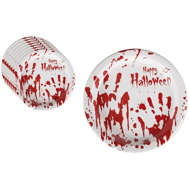Assiettes Sanglantes Halloween en Carton x8