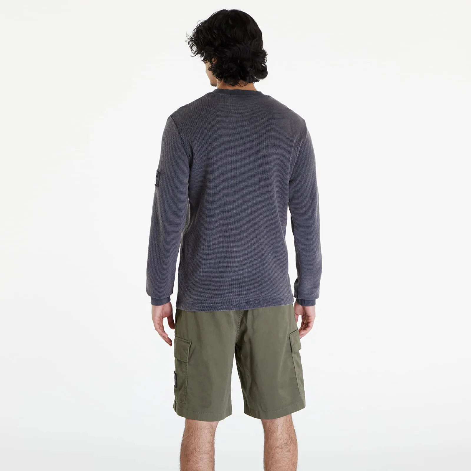 Badge Waffle Sweatshirt Washed Black