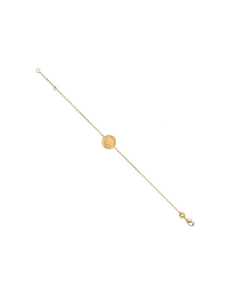 Bracelet plaqué or médaille martelée etoile zirconium serti main 