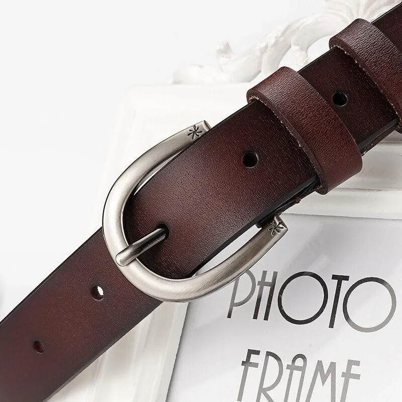 Ceinture en cuir lisse pour femme boucle décor Etoile, modèle Shani