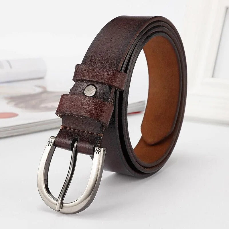 Ceinture en cuir lisse pour femme boucle décor Etoile, modèle Shani
