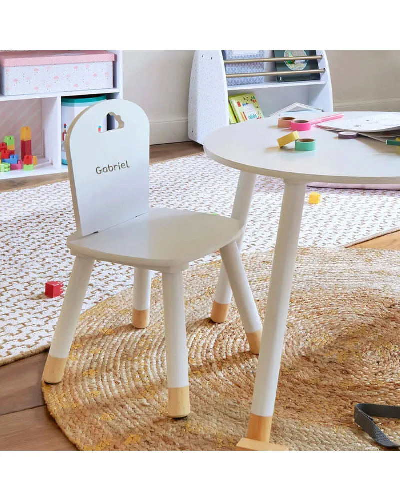 Chaise douceur blanche en bois personnalisée avec prénom