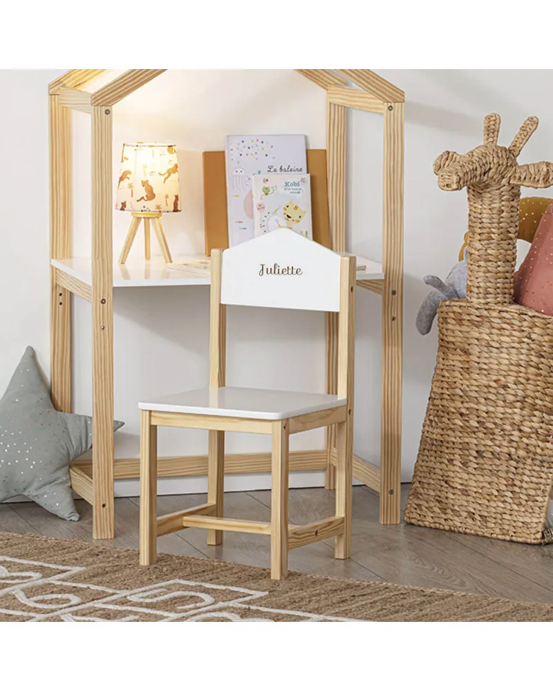 Chaise enfant "maison" en bois personnalisée avec prénom