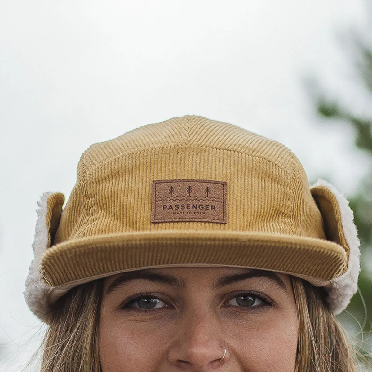 Chapeau Doublé Sherpa en Cordon de Jour - Marron Sable