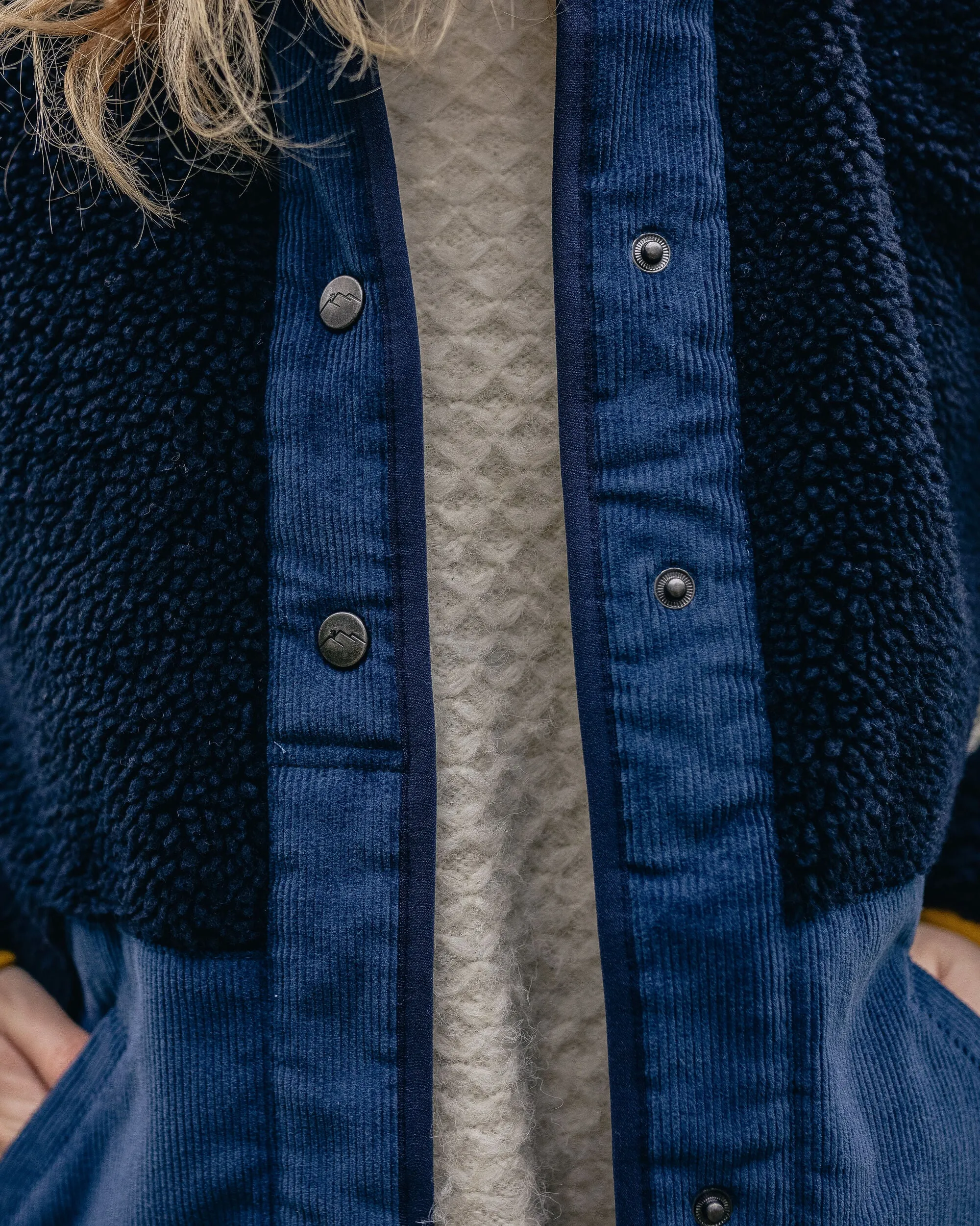 Clover Sherpa Fleece Doublé Coton Recyclé - Bleu Marine Foncé