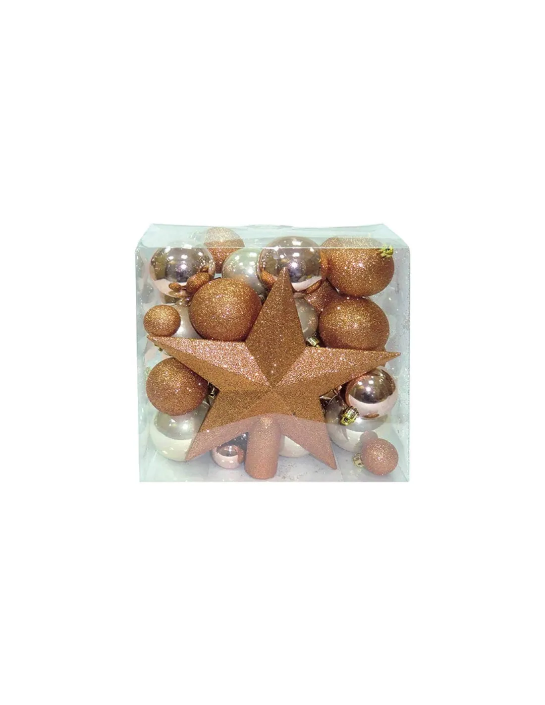 coffret 50 boules d6cm + 1 cimier etoile caramel - CF-20894022