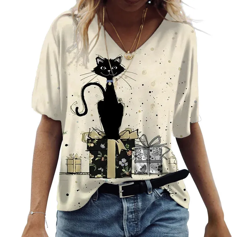 Collection T-shirts Femme à Imprimé Chat 3D