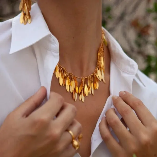 Collier ras de cou fait main doré I Ur
