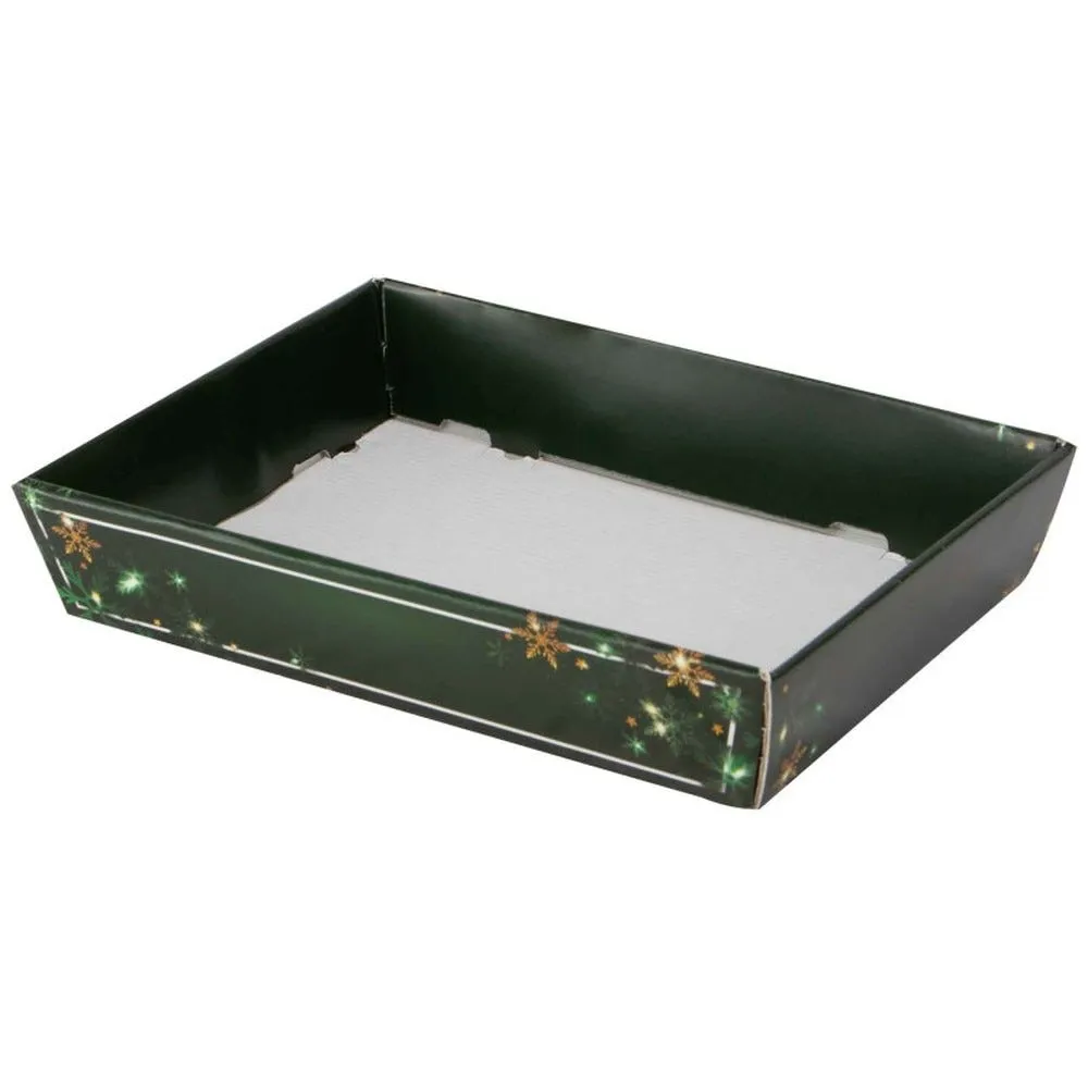 Corbeille carton rectangulaire noel verdoyant 28,5x21x5,5cm