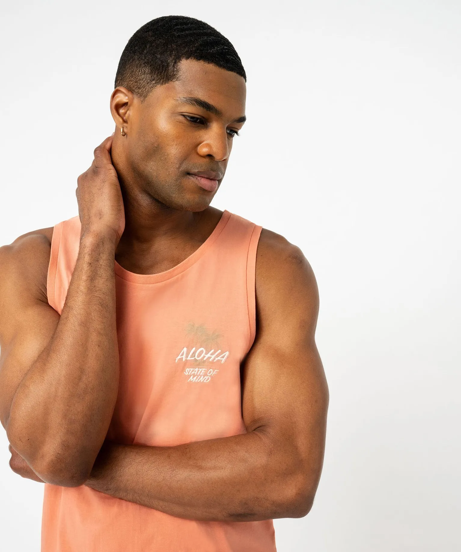 debardeur coupe droite en coton avec broderie homme orange tee-shirts