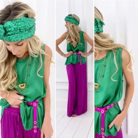 Débardeur vert satiné
