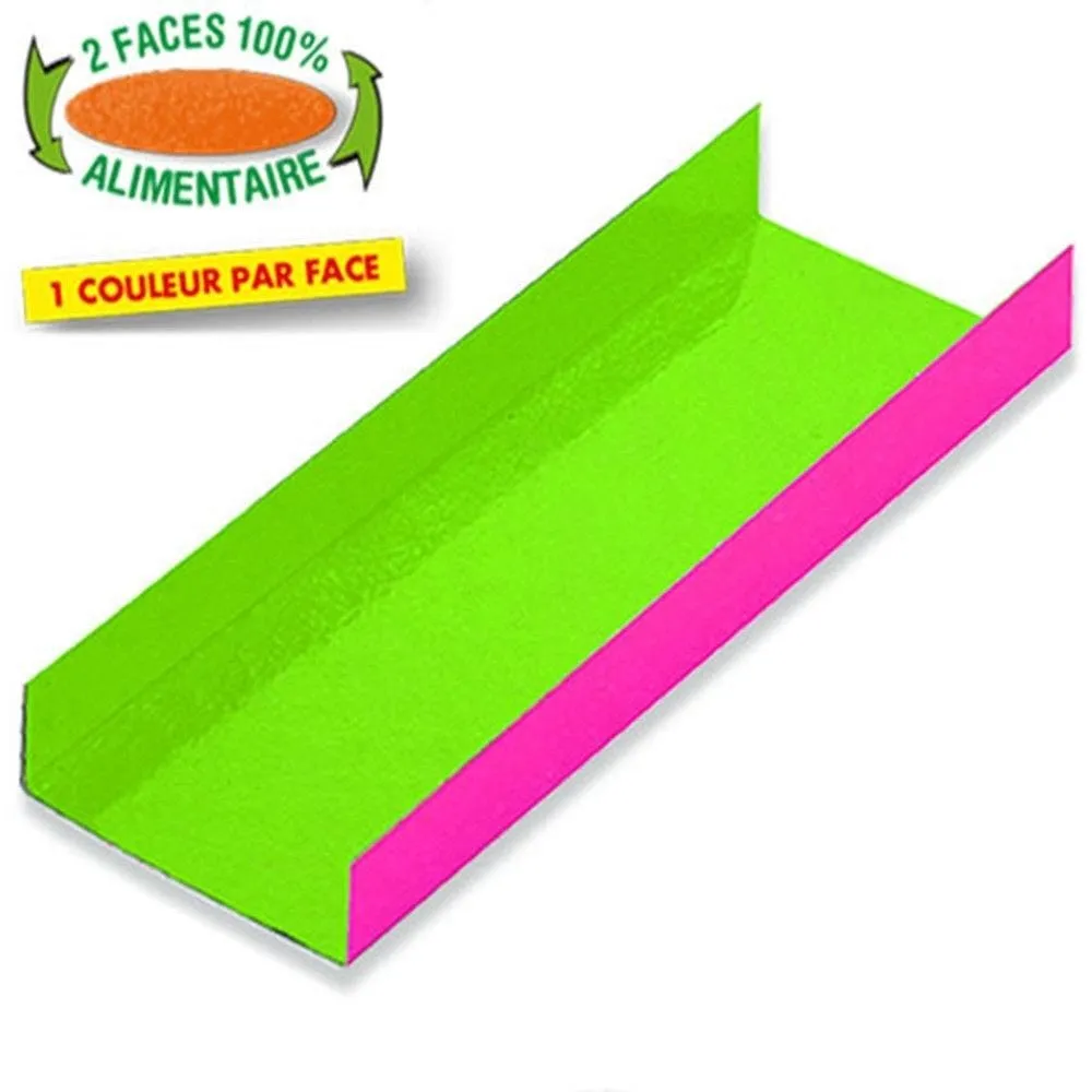 Fond plié anis/framboise, carton 100x45mm par 200