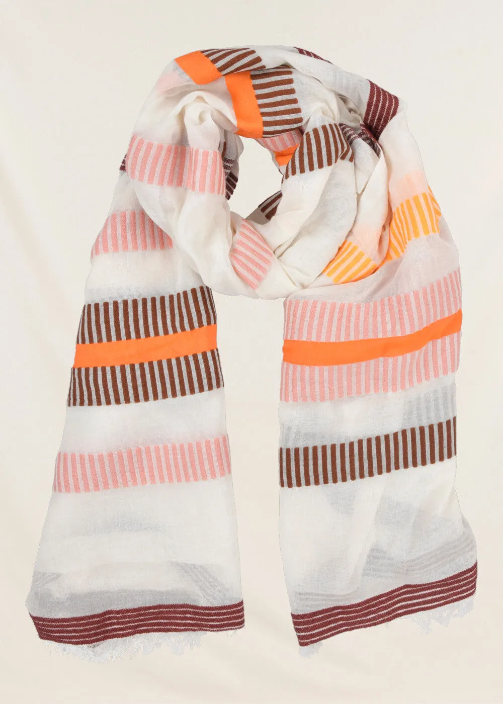 Foulard larges rayures orange