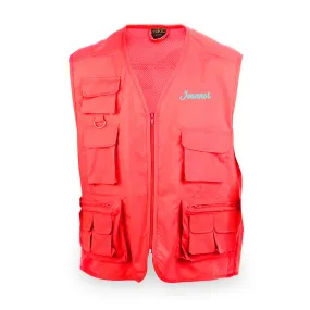 Gilet multipoches rouge personnalisé au prénom
