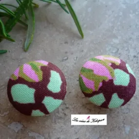 Lot de 2 boutons recouverts de tissu fantaisie de 18mm