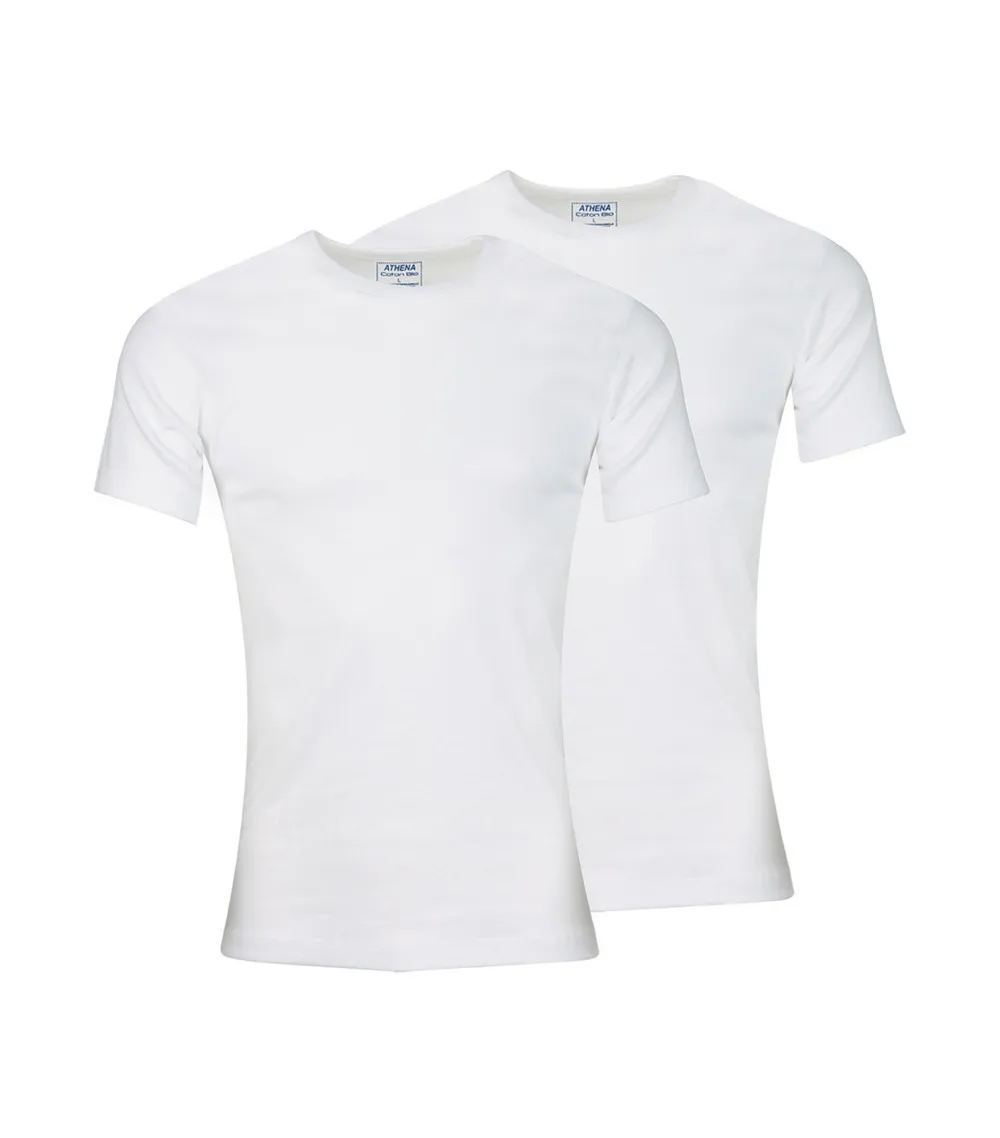Lot de 2 Tee-shirts col rond blanc coton bio