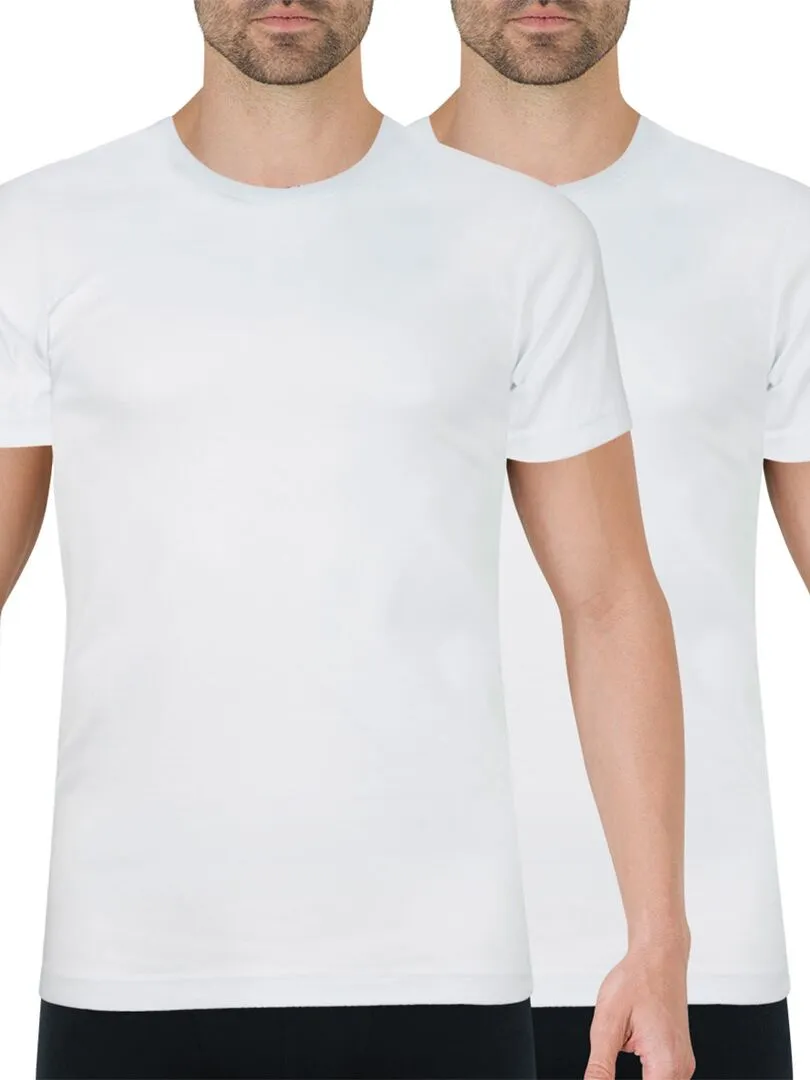 Lot de 2 tee-shirts col rond homme Coton Bio - Blanc