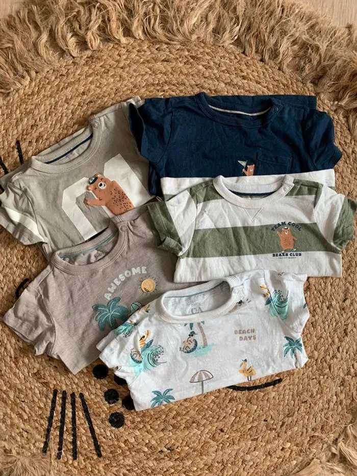 Lot de 5 tee-shirts C&A 9-12 mois - C&A - Prématuré  | Beebs
