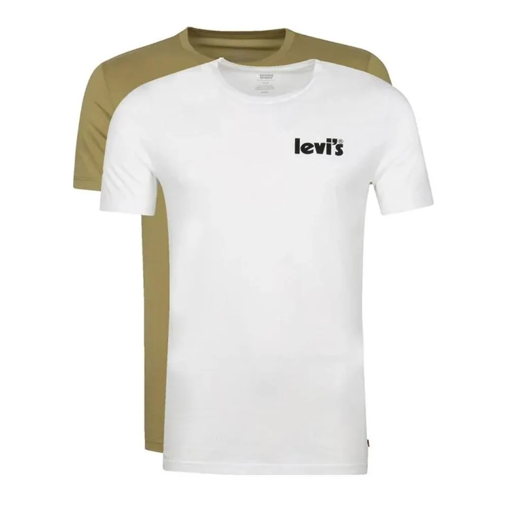 Lot x2 T-shirts Kaki/Blanc Homme Levi's Crew Graphic