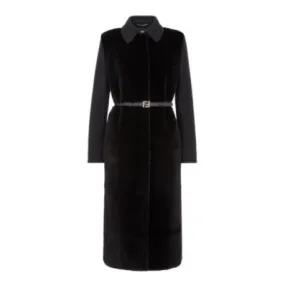 Manteau - Manteau en laine et vison noir | Fendi