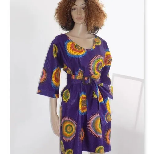Originale robe !! kimono wax !! en tissu wax purple multicolore taille: 38/40 long 89cm belicious-delicious-creation
