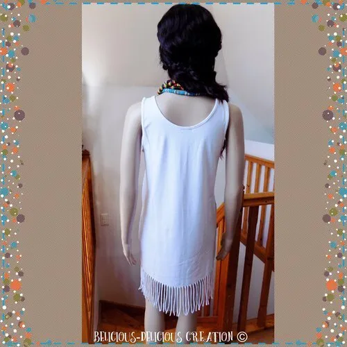 Originale top !! afrowax !! en coton blanc /multicolore african wax print long 88cm taille: 38/40  belicious-delicious-creation