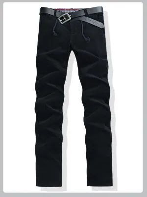 Pantalon jeans pour homme avec interieur doublé velours - Noir