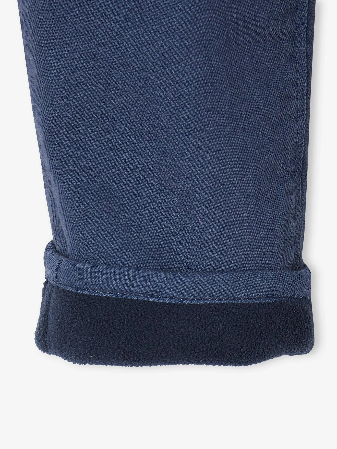 Pantalon style paperbag doublé polaire fille bleu nuit - Vertbaudet
