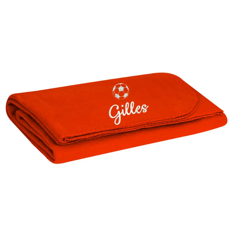 Plaid polaire orange brodé et personnalisé au prénom