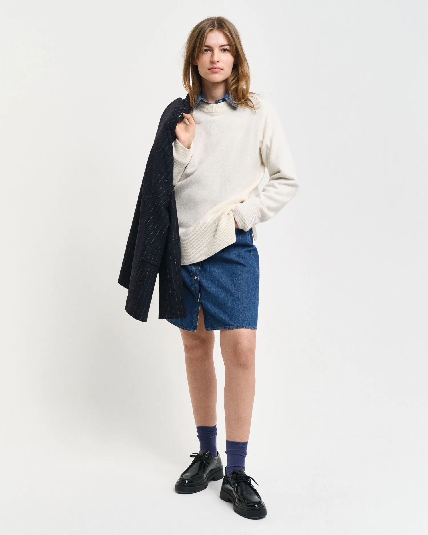 Pull ras du cou avec finitions à chevrons