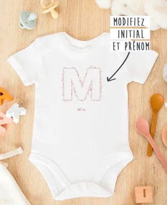 Pyjama bébé Initiale et prénom de l'enfant personnalisé