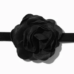 Ras-de-cou fleur en mousseline noir