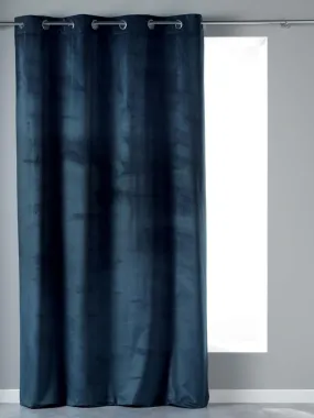 Rideau tamisant en velours ras - Bleu marine