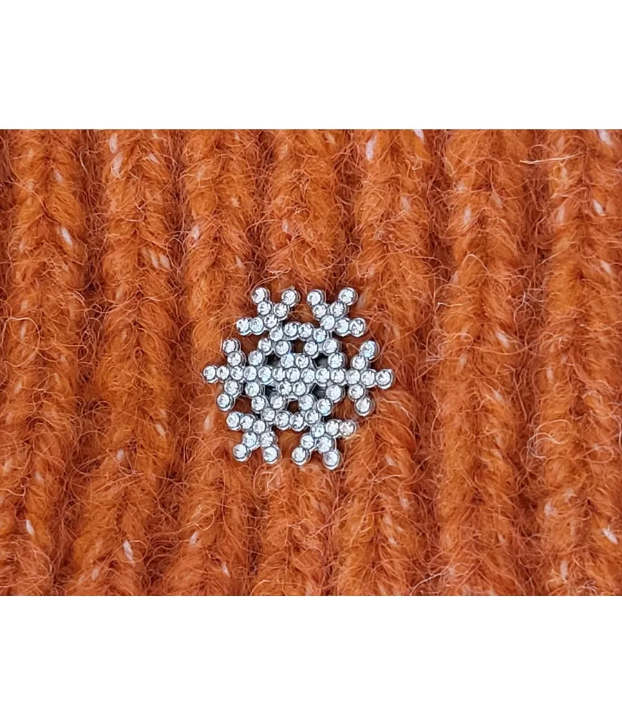 SANTAIA BONNET POMPON FOURRURE ORANGE DOUBLURE POLAIRE ETOILE STRASS