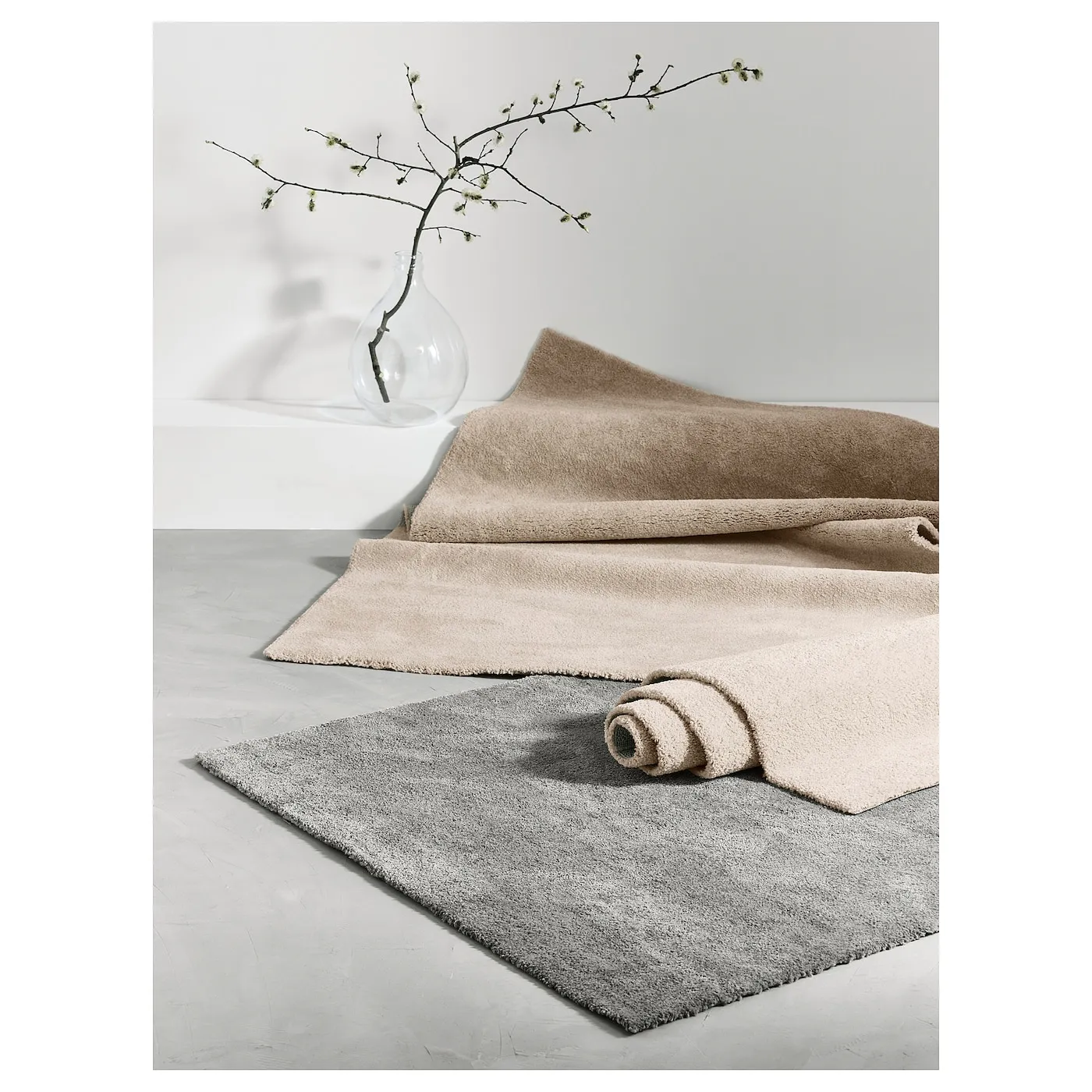 STOENSE Tapis, poils ras, blanc cassé, 170x240 cm