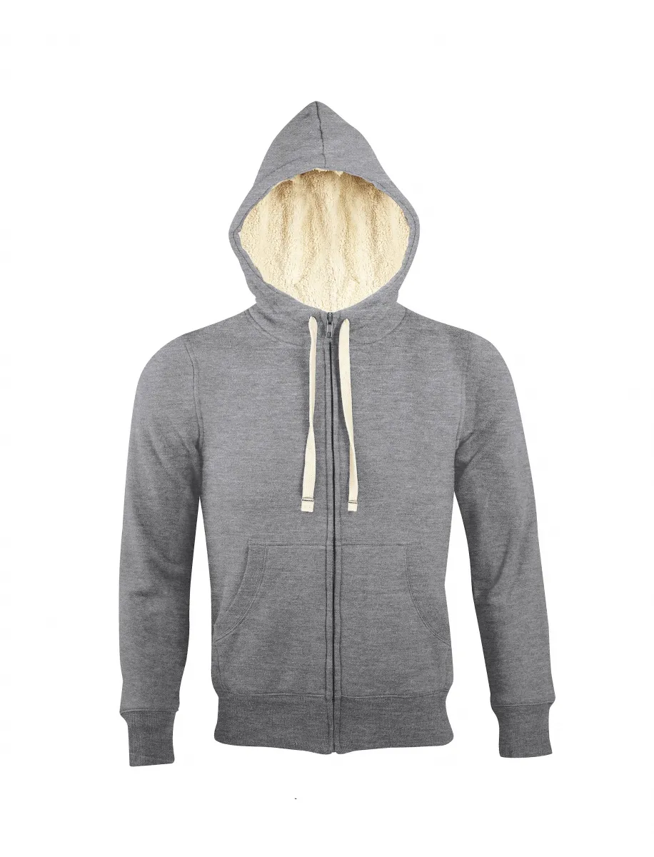 Sweat shirt capuche zippé doublé fourrure sherpa - 00584 - gris 