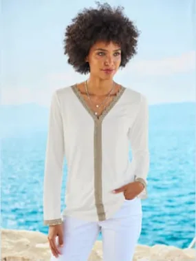 T-shirt empiècement en dentelle