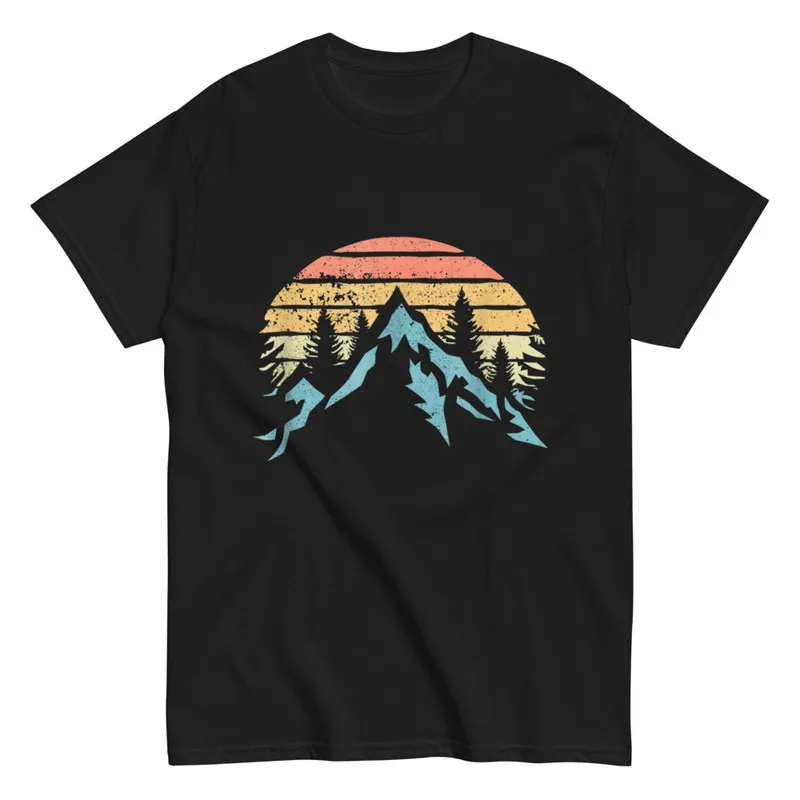 T-shirt Montagne et Coucher de Soleil Vintage - T-SHIRTS