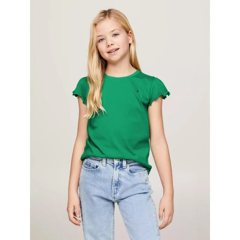 T-shirt uni ruffle vert fille - Tommy Hilfiger | wimod