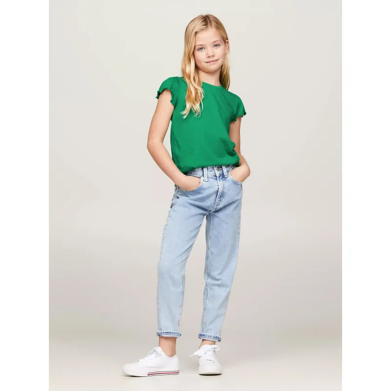 T-shirt uni ruffle vert fille - Tommy Hilfiger | wimod