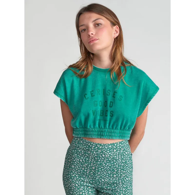 T-shirt uni ruffle vert fille - Tommy Hilfiger | wimod