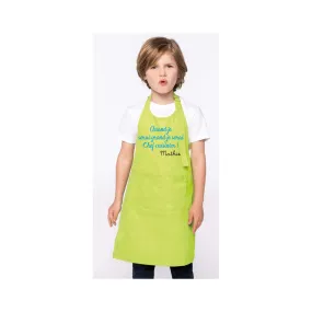 Tablier enfant Quand je serai grand(e) je serai chef cuisinier(e) personnalisé au prénom