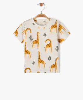 tee-shirt a manches courtes a motifs animaux de la jungle bebe garcon beige tee-shirts manches courtes