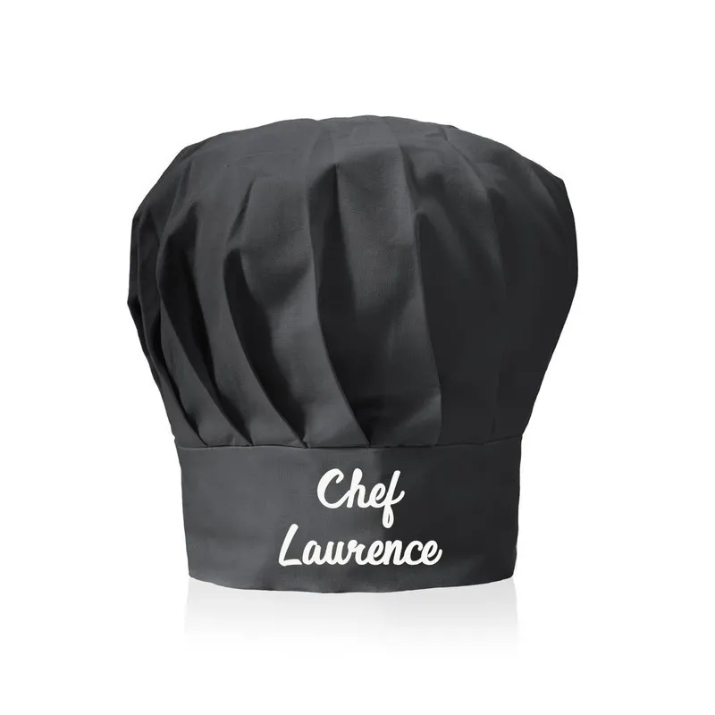 Toque de cuisinier adulte noire personnalisée au prénom
