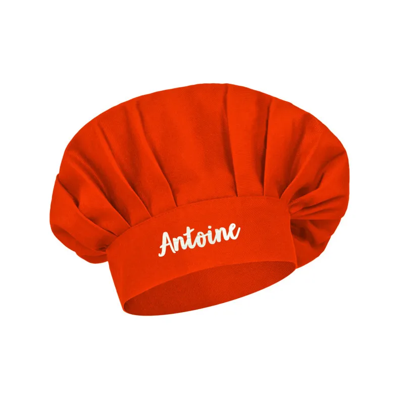 Toque de cuisinier adulte orange brodée et personnalisée au prénom