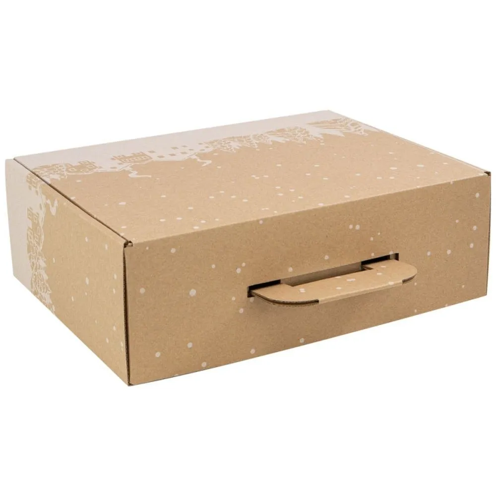 Valisette carton rectangulaire hiver enneige 36,5x27x12cm